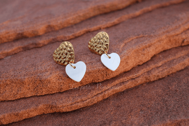 Boucles d’oreilles double cœur 