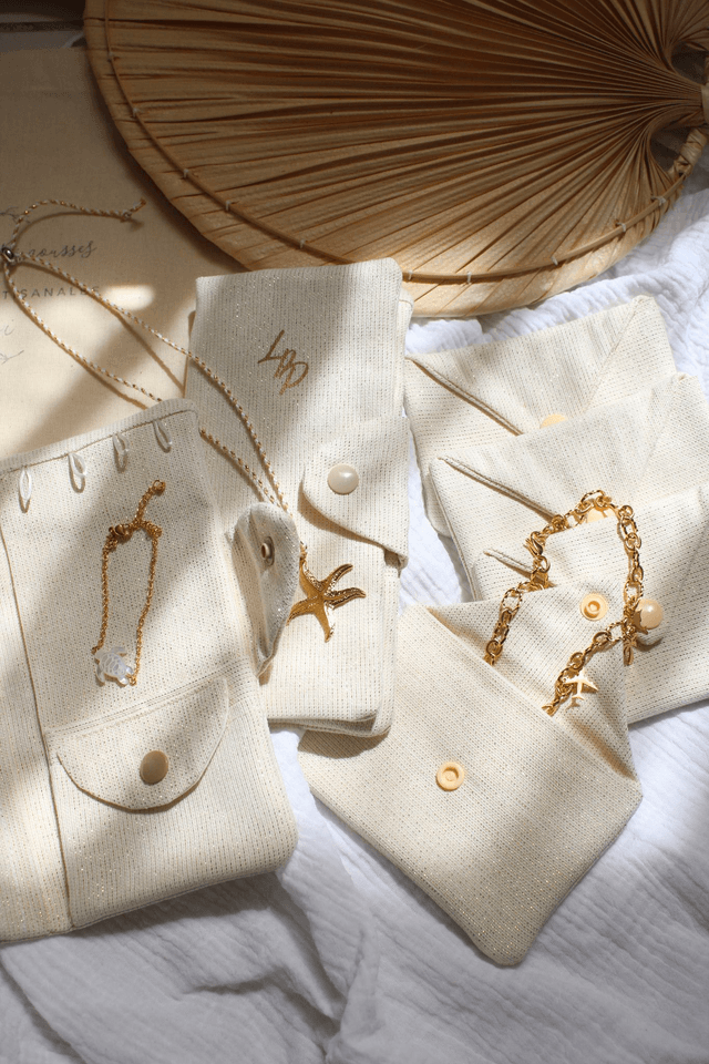 Pochette à bijoux artisanale - grande avec compartiments 