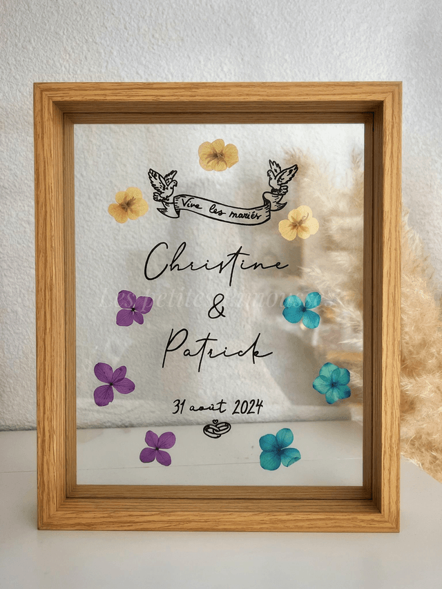 Cadre personnalisé avec fleurs séchées