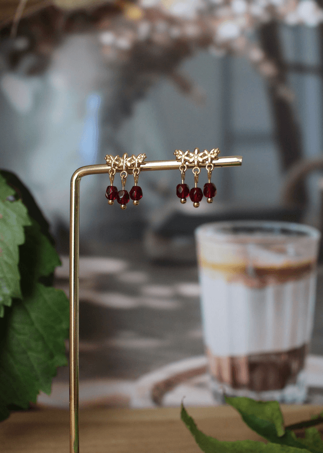 Boucles d’oreilles Lyséa - rouge foncé 