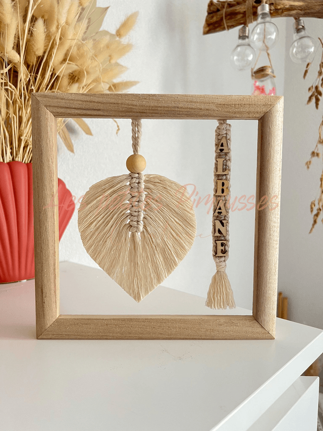 Cadre en macramé petit format personnalisable terracotta  