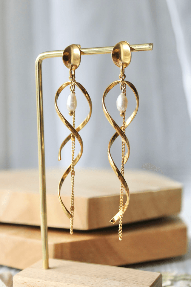 Boucles d’oreilles Tourbillon céleste - perle