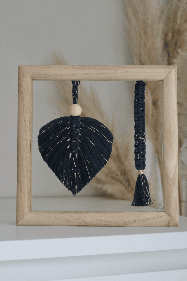 Cadre en macramé petit format personnalisable bleu 