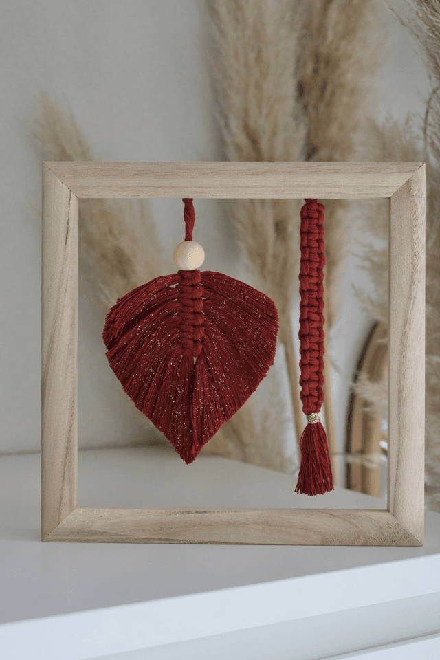 Cadre en macramé petit format personnalisable terracotta  