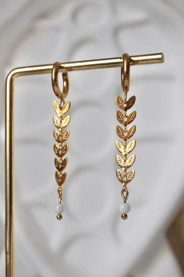 Boucles d’oreilles feuilles doré 